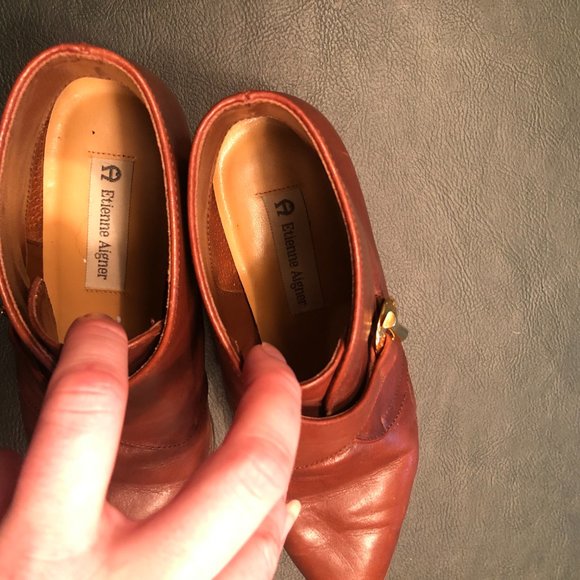 VINTAGE ETIENNE AIGNER BROWN MONK STRAP ANKLE BOOTS SZ 7.5 - Picture 6 of 16